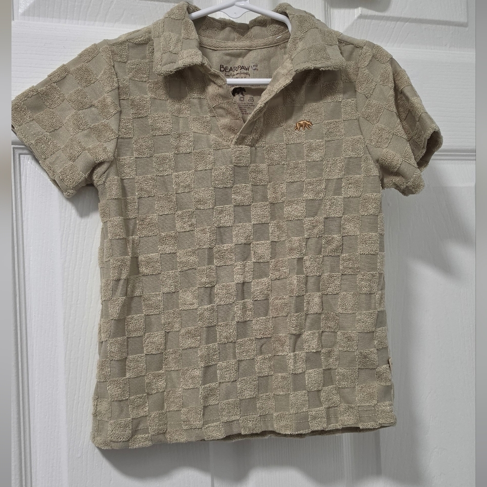 BearPaw Kids Beige Check Terry Polo